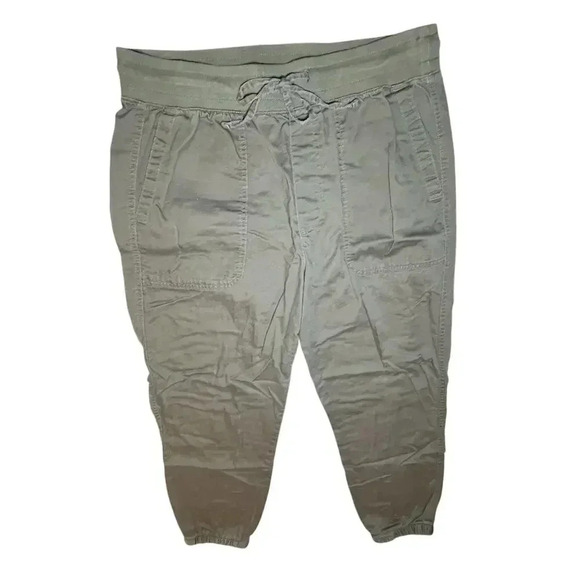 Gap Women's Large Green Jogger Pants Ribbed Waist‎ Cargo Style Pockets - Picture 10 of 14